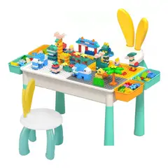 TOYUN TOYUN - Juego Incluye Bloques 300pc Mesa 2 Silla 4 Cajas Latera