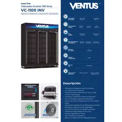VENTUS - Visicooler Inverter negro 3 puertas 1180 L, VC-1100INV-VENTUS
