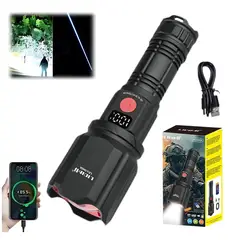 LIDIMI - Linterna Táctica de Mano 2000m con Pantalla LED y Power Bank