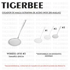 TIGERBEE - COLADOR DE ULTRAFINA TODO ACERO INOX DE Ø10CM - 80 MALLAS