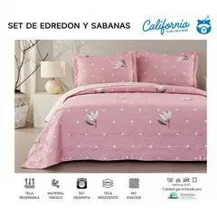 MINGDA - Set de Cubrecama QUEEN + Juego de sabanas + fundas 100% Calidad