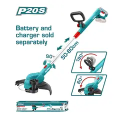 TOTAL TOOLS - Guadaña LI-ION 20V 8200RPM 300MM 16MM Longitud TGTLI20328