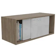 FMFURNITURE - Gabinete Aereo 2 Puertas Fm-003B Blanco Y Café Claro