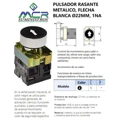 CHINT - INTERRUPTOR PULSADOR METALICO RASANTE NEGRO FECHA BLANCA 22Mm 1Na