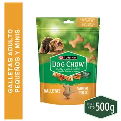 DOG CHOW - Snack perros minpequeño galletas sabor pollo 500gr x 3 unids