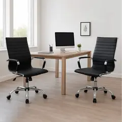 DREIZT - Pack x2 Sillas de Oficina Ejecutivas Base de Acero Komsum Cannes Negro