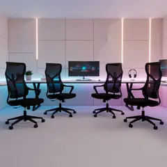 DREIZT - Juego de 4 Silla Gamer Lyon Mesh Negro