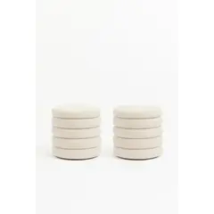 GENERICO - Pack de 2 – Pouf Estilo Nórdico 5 Niveles con Tapa - PREMIUM