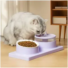 GENERICO - Comedero y Bebedero con Fuente de Agua Eléctrico Purpura