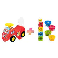 KIDDIELAND - CARRITO CORREPASILLO MONTABLE PARA NIÑOS MICKEY 3 EN 1 CRECE CON TU BEBÉ Y PLASTILINA DE REGALO