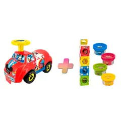 KIDDIELAND - CARRITO CORREPASILLO MONTABLE PARA NIÑOS MI PRIMER MICKEY AUTO DE PASEO Y PLASTILINA DE REGALO