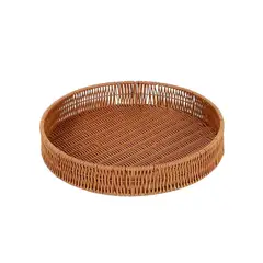 GENERICO - Pack2 Bandeja Circular Tejido de Almacenamiento 35cm Marron