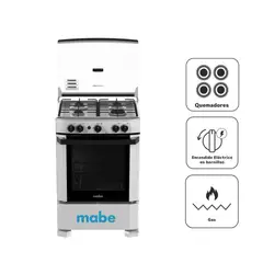 MABE - Cocina a Gas 4 Quemadores CMP6012AG1 Silver