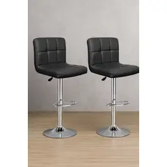 GENERICO - SET X2 BANCO SILLA BAR CUERO PU LEANEX NEGRO