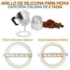 GENERICO - Anillo Sello de Silicona para Cafetera Italiana Moka 2 TAZAS