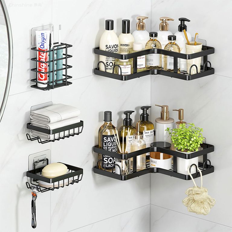 Pack x 5 Repisas Organizadoras Metálicas De Baño y Ducha