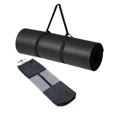 WINNER - Mat de Yoga Colchoneta 15 Mm Premium Bolso Sujedor NEGRO