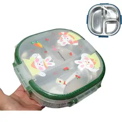 GENERICO - Taper fiambrero 3 compartimientos con cuchara y tapa Verde