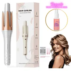 GENERICO - Ondulador Rizador de Cabello Automático Color Plata + 1 Protector Térmico