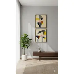 GENERICO - Cuadros dípticos al oleo abstracto 63x53 cm