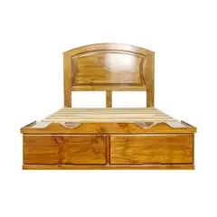 MUEBLES MACRUMO - Cama con Sabanera Ovalada con Panel entero - acabado miel - 15plz