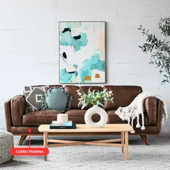 GENERICO - Sofá Timer 230x85 cm en cuero Pranna con base zócalo elegante