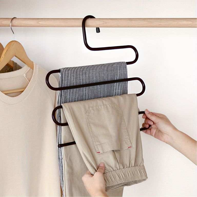 Colgador De Pantalones, Toallas De Acero De 5 Niveles - Marrón