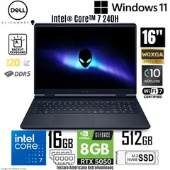 Dell - Laptop Dell ALIENWARE 16 Aurora Intel  Core 7 240H 16GB DDR5 RAM 512GB SSD RTX 5050-8GB 16"  WQXGA