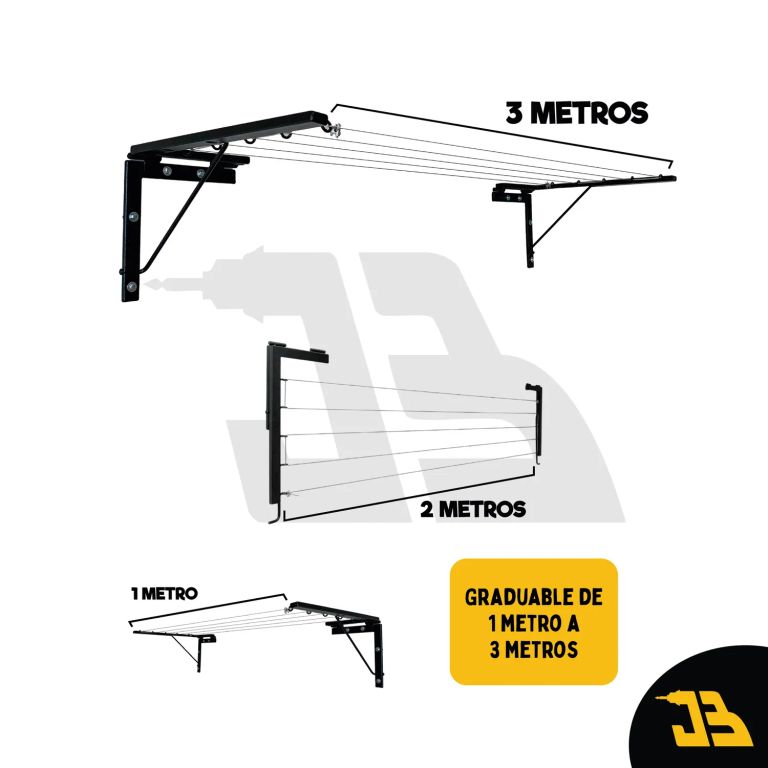 Tendedero de ropa plegable 5 filas reforzado extensible hasta 3M