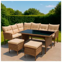 NOVAHUS - Juego de Comedor Terraza 7 Personas Capri Café