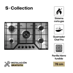 SCOLLECTION - Encimera Acero Inoxidable A Gas 76Cm 5 Hornillas