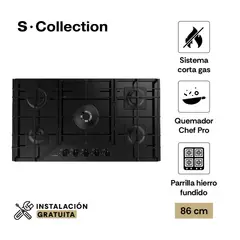 SCOLLECTION - Encimera Vidrio Templado A Gas 90 Cm S-Collection 5 Hornillas