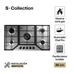 SCOLLECTION - Encimera Acero Inoxidable A Gas 86Cm 5 Hornillas