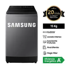 SAMSUNG - Lavadora 15 Kg EcoBubble Carga Superior WA15CG5441BDPE Gris