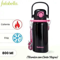 ICHIMATSU - Tomatodo de Acero Inoxidable Térmico con Cinta Negro 800 ml.