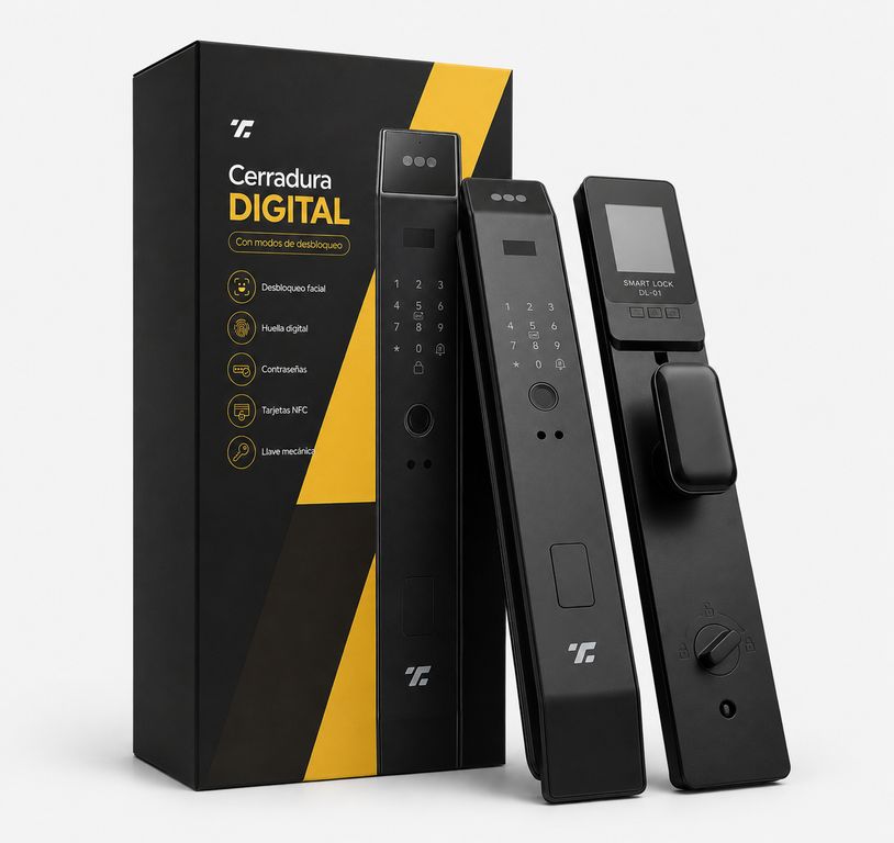 Cerradura Chapa Digital Inteligente Exterior Smart 6 en 1 Huella, Reconocimiento Facial, código, App