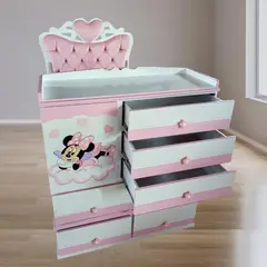 GENERICO - Cama Cuna de Plaza y Media con comoda desmontable rosado