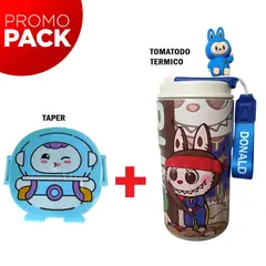 GENERICO - Pack de un tapper y Un tomatodo 500ML Termico azul