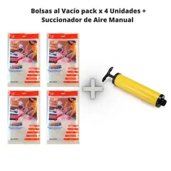 GENERICO - Bolsas Al Vacío + Succionador Manual  Multicolor  4 Unidades