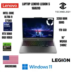 LENOVO - LAPTOP LENOVO LEGION 5 16IAX10/ ULTRA 9 275HX / 32GB DDR5 / 1TB SSD / RTX5060 8GB / 16" WQXGA