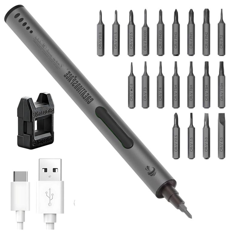 Destornillador Inalámbrico Profesional Recargable 20 PZ con Luz LED y Magnetizador