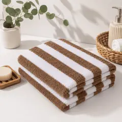 SLEEPER - Toalla de Piscina Modelo Buzios 450 grs Rayas Blancas y Marrones