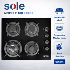 SOLE - Cocina Empotrable 4 Hornillas 60 cm SOLCO068