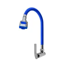 C&A - Llave caño de lavadero flexible para pared doble chorro - Azul