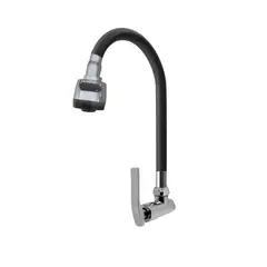 C&A - Llave caño de lavadero flexible para pared doble chorro - Negro