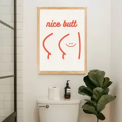 ARTE R LATTE - Artprint NICE BUTT ORANGE - Cuadro de madera Vintage Moderno con vidrio