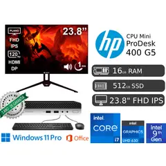HP - HP ProDesk Mini 400 Core i7 16GB RAM 512GB SSD + Monitor 24" IPS FH 1920 x 1200