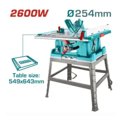 TOTAL TOOLS - Sierra de Mesa 2600W 4800RPM HOJA 254X254MM Industrial - TS526043
