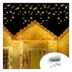 ARTEZA - Luces cálida cascada con cable transparente de 400 led