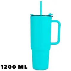 GENERICO - Tomatodo Plastico Doble Pared Celeste 1200 ml- Triko